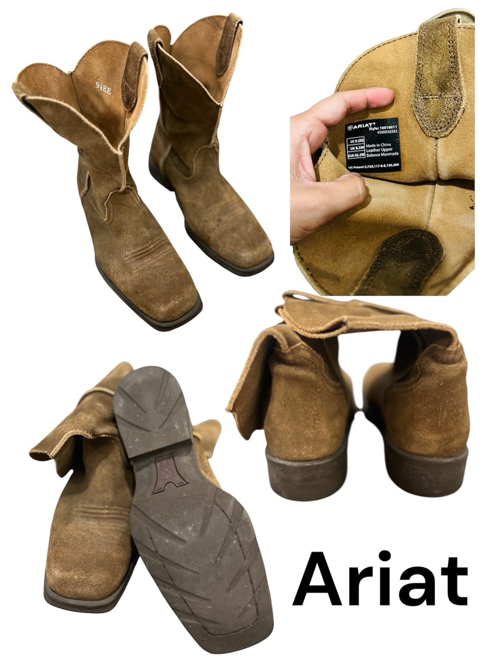 Ariat Men’s Western Boots Size 9.5 EE Wide – Brown Leather Cowboy Boots